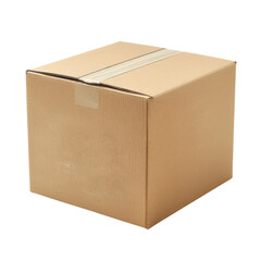 Cardboard box isolated on white background, perfect for packaging, shipping, and storage with plain and simple design.