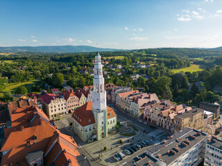 Wall Mural - Panorama of the town of Gryfów Śląski in western Poland on the Kwisa River