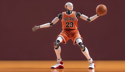 Wall Mural - robots have replaced basketball players or athletes. basketball player silhouette