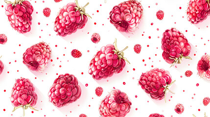 Wall Mural - Watercolor raspberry seamless pattern, watercolor illustration, background.