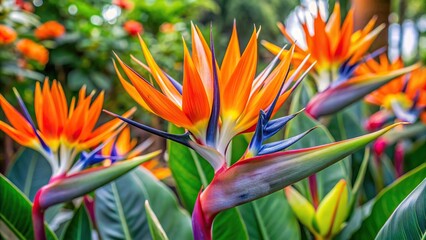 Wall Mural - Exotic and vibrant Bird of Paradise plant showcasing its colorful and unique flowers, tropical, plant, blooming, exotic