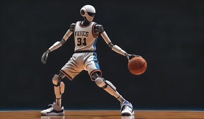 Wall Mural - robots have replaced basketball players or athletes. basketball player with ball
