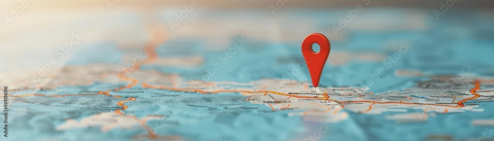 A detailed map with a red location pin marking a specific spot ...