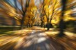 © Mamstock - Autumn park with intentional motion blur creating a natural bokeh background