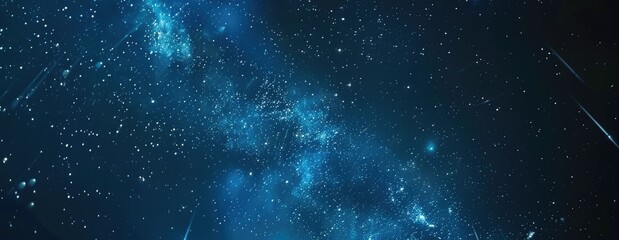 Vibrant blue galaxy featuring twinkling stars set on a deep black background resembling a night sky