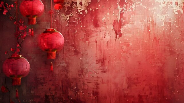 Hanging Red Chinese Lanterns for Festival