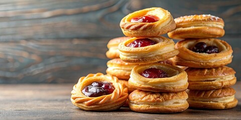Wall Mural - Stack of assorted pastries with jelly fillings, pastries, stack, assorted, jelly, fillings, dessert, baked goods