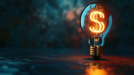 Illuminated Light Bulb with Glowing Dollar Sign Concept for Financial Ideas