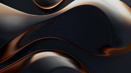 Wall Mural - luxury abstract shapes, dark and gold liquid waves, glowing texture wallpaper