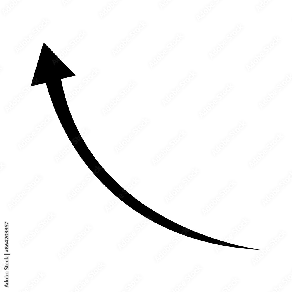 black curve arrow icon on transparent background. flat style. arrow ...