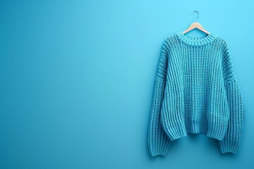 Hanging sweater mockup Sky Blue wall HD