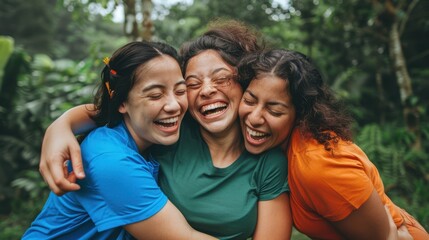 Wall Mural - The joyful group hug