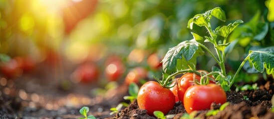 Poster - Ripe Tomatoes Growing in a Garden