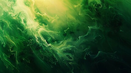 Canvas Print - Ethereal background with swirling brushstrokes and a dark emerald to lime gradient