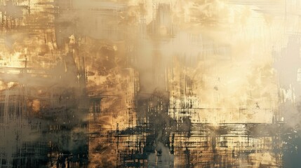 Wall Mural - Sophisticated wallpaper with brushstrokes and a bronze to silver gradient