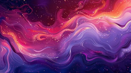 Wall Mural - Bold brushstrokes with neon contrasts on a plum to magenta gradient backdrop