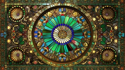 Poster -  a stained glass ceiling featuring intricate patterns and colors