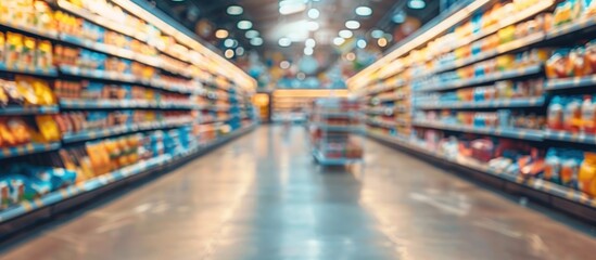 Wall Mural - Blurred View of a Supermarket Aisle