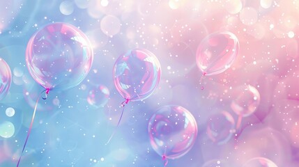 Canvas Print - Serene background with delicate translucent balloon silhouettes in pastel hues