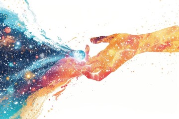 Wall Mural - A hand is holding a galaxy in the sky