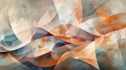 Wall Mural - sophisticated scene with overlapping shapes and earthy tones inspired by birthday bows