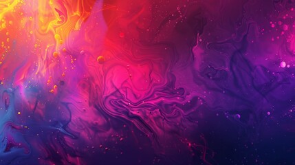 Wall Mural - Abstract wallpaper with vibrant paint splashes and a violet to red gradient