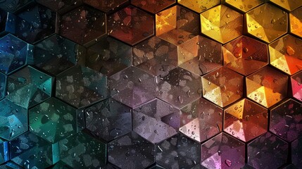 Wall Mural - Abstract background featuring hexagons and a bronze to silver gradient