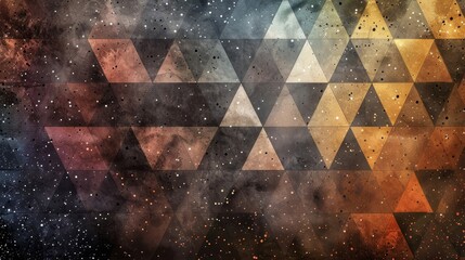 Canvas Print - Tessellated triangles and metallic hues with a textured finish on a captivating background