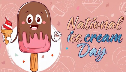 Wall Mural - Happy National Ice Cream Day Poster Design. Holiday concept. Template for background, banner, card, poster