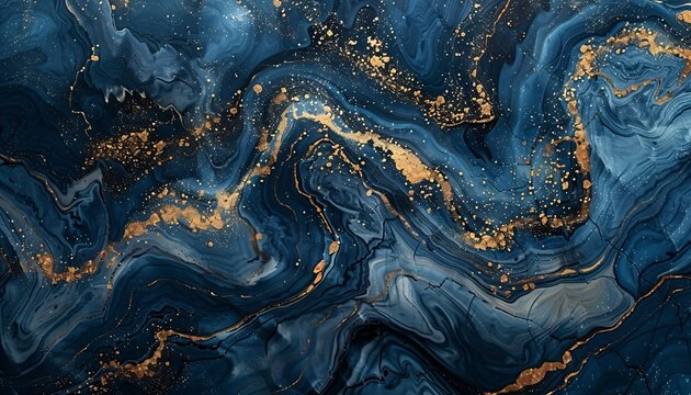 Abstract Blue and Gold Marble Texture