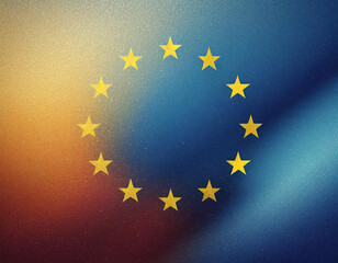 Wall Mural - europe flag background, abstract gradient patriotic banner for independence day election vote, yellow stars on blue background, grainy texture, eu government union