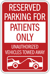 Patient parking sign