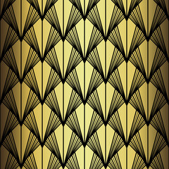 Wall Mural - Art Deco Wallpaper. Black and gold seamless pattern in roaring twenties style. Line art deco background for interior design. Elegant art deco type