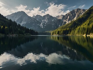 Wall Mural - large lake in the mountains