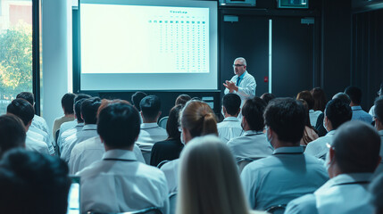 doctor conference audience, presentation education lecture in hospital, group of doctor are meeting 