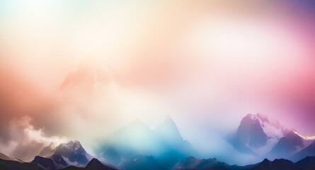 Poster - Dreamy Mountain Peaks with Soft Pastel Colors