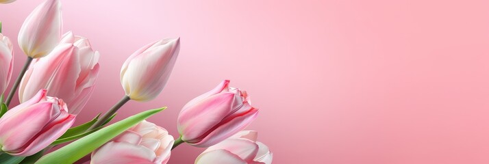 Wall Mural - Pink Tulips on a Pastel Background