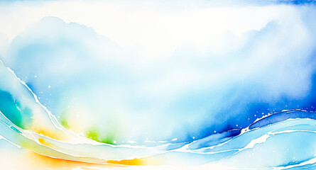 Wall Mural - Abstract Watercolor Background with Blue and Yellow Hues