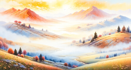 Wall Mural - Misty Mountain Landscape