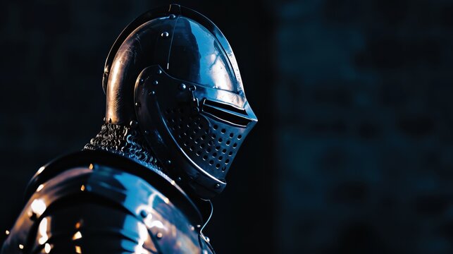 Medieval Knight Armor in Dark Setting, Symbolizing Strength and History - UK