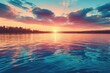 © Mamstock - Sunset over surface of the beautiful Superior Lake. Creative banner. Copyspace image