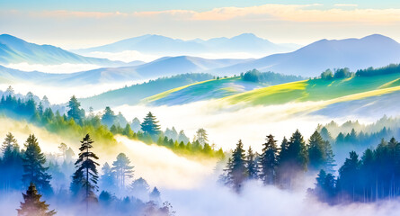 Poster - Misty Mountain Landscape