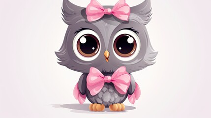 a cute cartoon baby owl with big eyes 