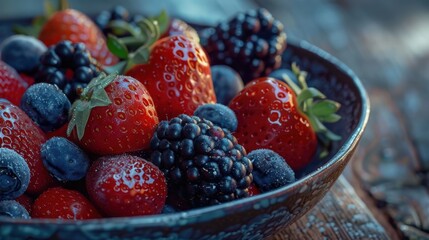 Canvas Print - A Bowl of Fresh Berries