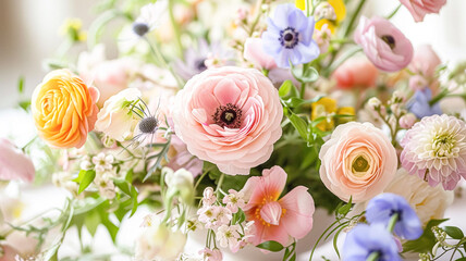 Wall Mural - Spring flowers in vintage vase, beautiful floral arrangement, home decor, wedding and florist design