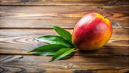 Poster - Fresh ripe mango fruit on wooden table , mango, tropical, ripe, juicy, vibrant, wooden, table, healthy, food, organic, natural