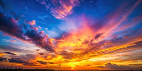 Wall Mural - Blurred sunset sky background with colorful twilight sky and clouds, sunset, sky, background, colorful, twilight, clouds