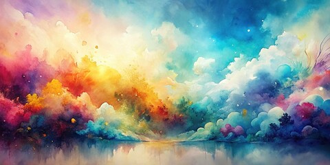 Wall Mural - Abstract watercolor background with surrealistic elements, watercolor, abstract, surrealism, art, painting, vibrant