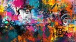 © Bijac - abstract graffiti poster with vibrant tags paint splatters scribbles and fragmented elements aigenerated digital art