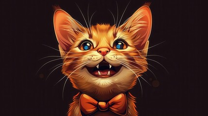 Wall Mural - cat with a bow tie and a collar